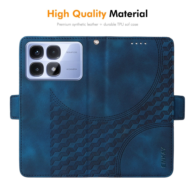For Xiaomi Redmi K70 Ultra ENKAY Embossed Rhombus Starry Leather Phone Case with Screen Film(Green)