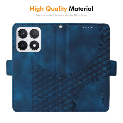 For Xiaomi 14T Pro ENKAY Embossed Rhombus Starry Leather Phone Case with Screen Film(Black)