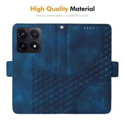 Pour Xiaomi 14T Coque de téléphone en cuir gaufré Rhombus Starry ENKAY avec film de protection d'écran (marron)