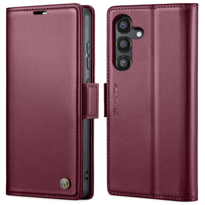 For Galaxy S24 FE 5G CaseMe 023 Butterfly Buckle Litchi Texture RFID Anti-theft Leather Phone Case(Red)