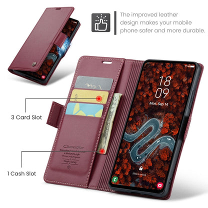For Galaxy S24 FE 5G CaseMe 023 Butterfly Buckle Litchi Texture RFID Anti-theft Leather Phone Case(Red)