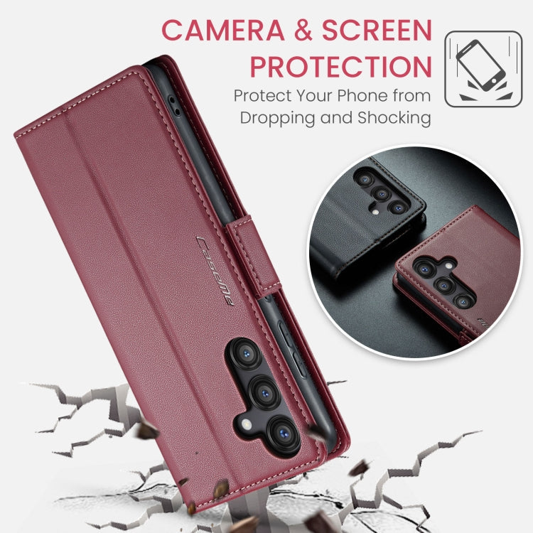 For Galaxy S24 FE 5G CaseMe 023 Butterfly Buckle Litchi Texture RFID Anti-theft Leather Phone Case(Red)