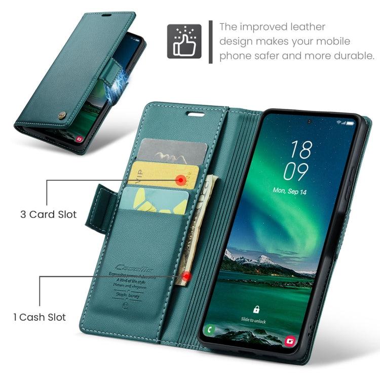 For Galaxy S24 FE 5G CaseMe 023 Butterfly Buckle Litchi Texture RFID Anti-theft Leather Phone Case(Green)