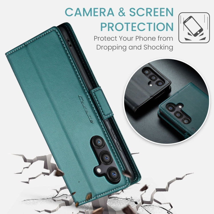 For Galaxy S24 FE 5G CaseMe 023 Butterfly Buckle Litchi Texture RFID Anti-theft Leather Phone Case(Green)