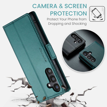 For Galaxy S24 FE 5G CaseMe 023 Butterfly Buckle Litchi Texture RFID Anti-theft Leather Phone Case(Green)