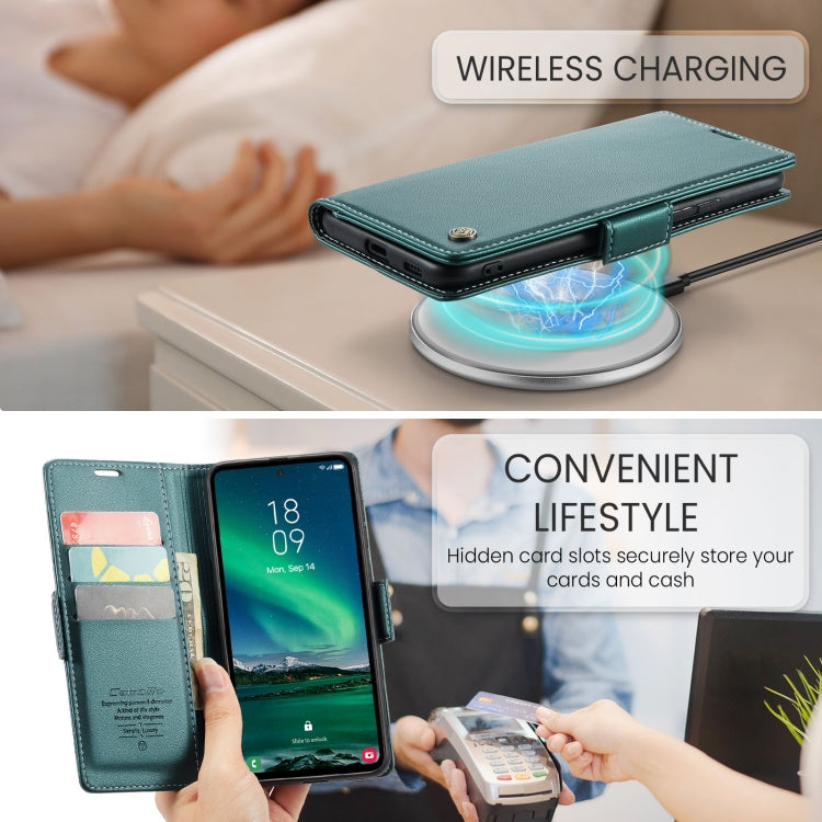 For Galaxy S24 FE 5G CaseMe 023 Butterfly Buckle Litchi Texture RFID Anti-theft Leather Phone Case(Green)