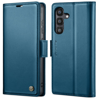 For Galaxy S24 FE 5G CaseMe 023 Butterfly Buckle Litchi Texture RFID Anti-theft Leather Phone Case(Blue)