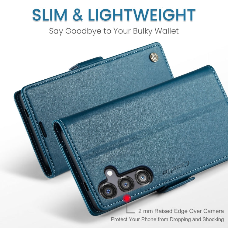 For Galaxy S24 FE 5G CaseMe 023 Butterfly Buckle Litchi Texture RFID Anti-theft Leather Phone Case(Blue)