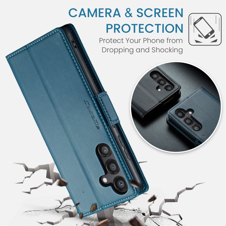 For Galaxy S24 FE 5G CaseMe 023 Butterfly Buckle Litchi Texture RFID Anti-theft Leather Phone Case(Blue)