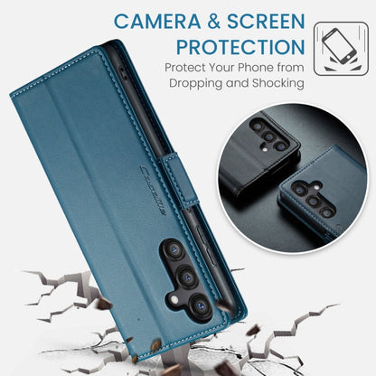 For Galaxy S24 FE 5G CaseMe 023 Butterfly Buckle Litchi Texture RFID Anti-theft Leather Phone Case(Blue)