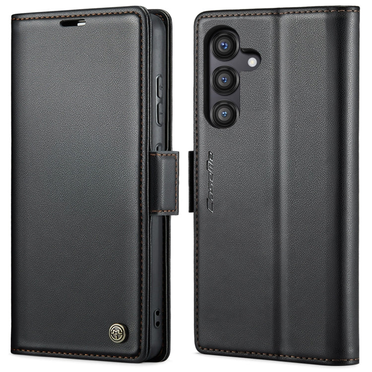 For Galaxy S24 FE 5G CaseMe 023 Butterfly Buckle Litchi Texture RFID Anti-theft Leather Phone Case(Black)