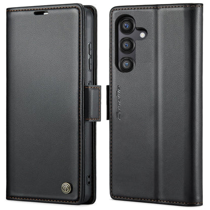 For Galaxy S24 FE 5G CaseMe 023 Butterfly Buckle Litchi Texture RFID Anti-theft Leather Phone Case(Black)