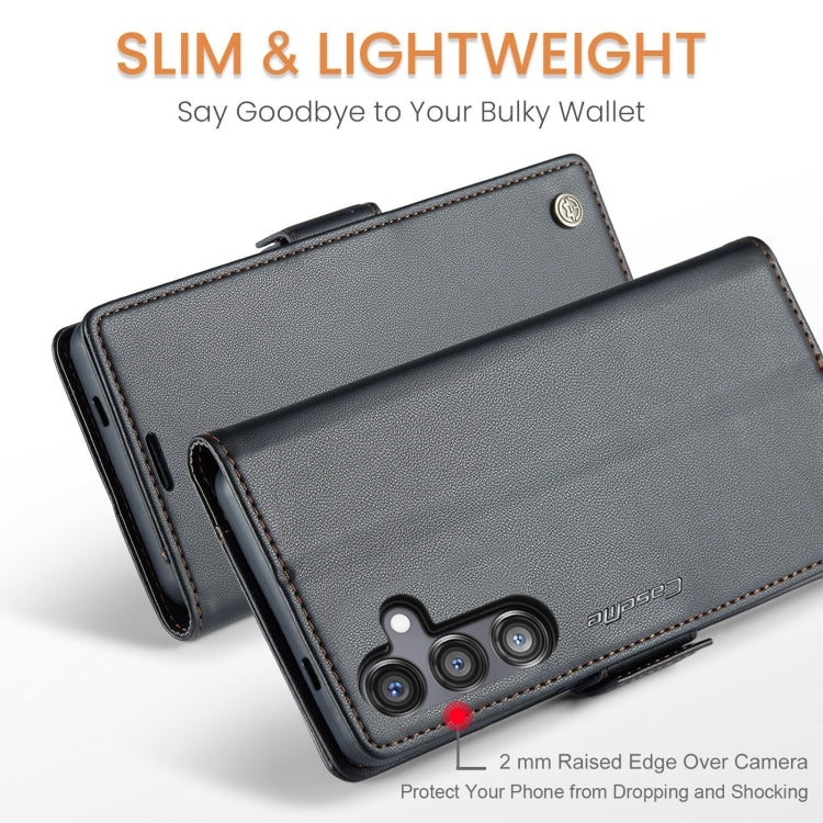 For Galaxy S24 FE 5G CaseMe 023 Butterfly Buckle Litchi Texture RFID Anti-theft Leather Phone Case(Black)