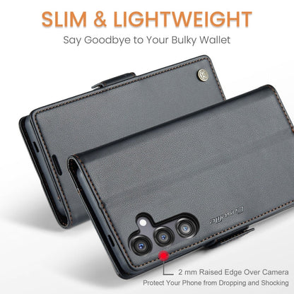 For Galaxy S24 FE 5G CaseMe 023 Butterfly Buckle Litchi Texture RFID Anti-theft Leather Phone Case(Black)