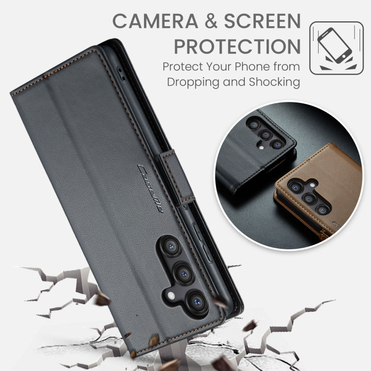For Galaxy S24 FE 5G CaseMe 023 Butterfly Buckle Litchi Texture RFID Anti-theft Leather Phone Case(Black)