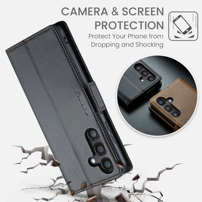 For Galaxy S24 FE 5G CaseMe 023 Butterfly Buckle Litchi Texture RFID Anti-theft Leather Phone Case(Black)