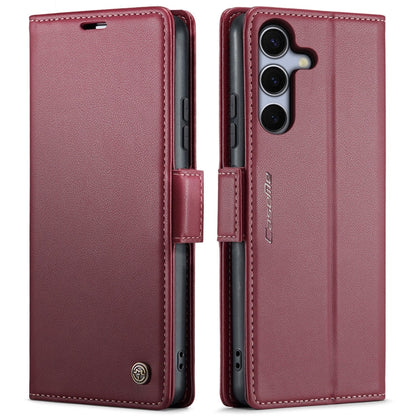 For Samsung Galaxy S25 5G CaseMe 023 Butterfly Buckle Litchi Texture RFID Anti-theft Leather Phone Case(Red)