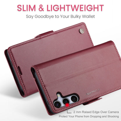 For Samsung Galaxy S25 5G CaseMe 023 Butterfly Buckle Litchi Texture RFID Anti-theft Leather Phone Case(Red)