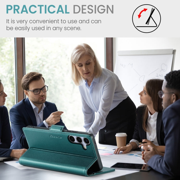 For Samsung Galaxy S25 5G CaseMe 023 Butterfly Buckle Litchi Texture RFID Anti-theft Leather Phone Case(Green)