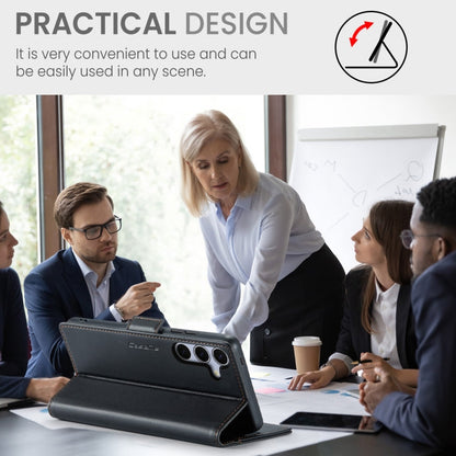 For Samsung Galaxy S25 5G CaseMe 023 Butterfly Buckle Litchi Texture RFID Anti-theft Leather Phone Case(Black)