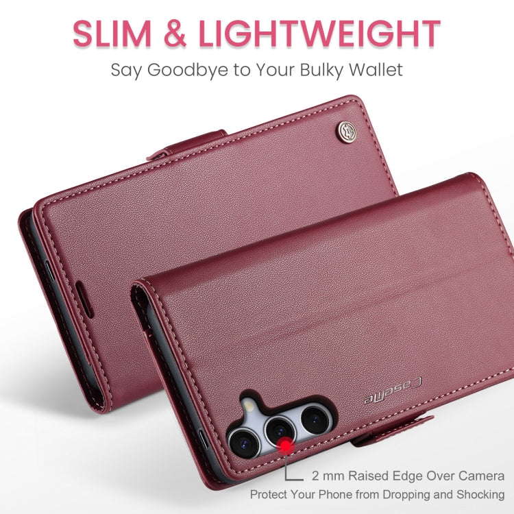 For Samsung Galaxy S25+ 5G CaseMe 023 Butterfly Buckle Litchi Texture RFID Anti-theft Leather Phone Case(Red)