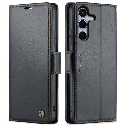 For Samsung Galaxy S25+ 5G CaseMe 023 Butterfly Buckle Litchi Texture RFID Anti-theft Leather Phone Case(Black)