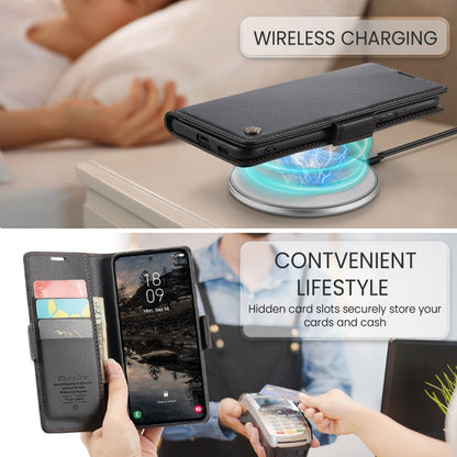 For Samsung Galaxy S25+ 5G CaseMe 023 Butterfly Buckle Litchi Texture RFID Anti-theft Leather Phone Case(Black)