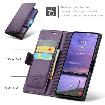 For Samsung Galaxy S25+ 5G CaseMe 023 Butterfly Buckle Litchi Texture RFID Anti-theft Leather Phone Case(Purple)