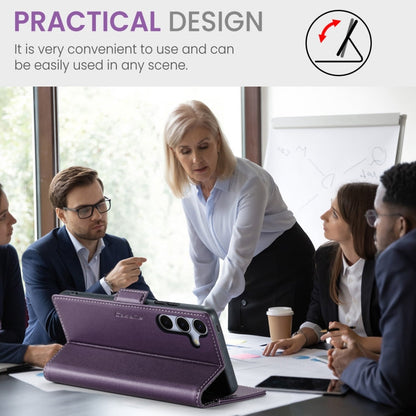 For Samsung Galaxy S25+ 5G CaseMe 023 Butterfly Buckle Litchi Texture RFID Anti-theft Leather Phone Case(Purple)