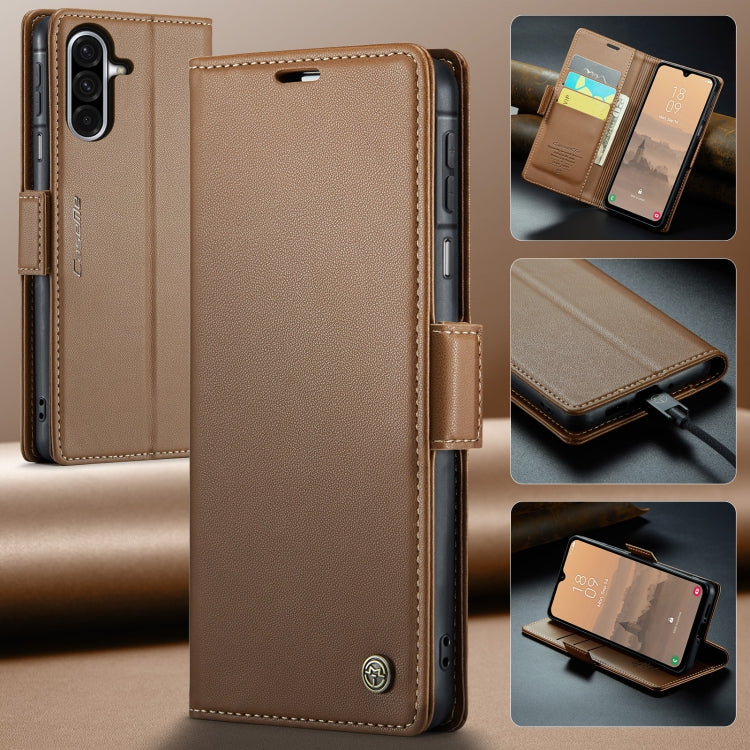 For Samsung Galaxy A26 CaseMe 023 Butterfly Buckle Litchi Texture RFID Anti-theft Leather Phone Case(Brown)