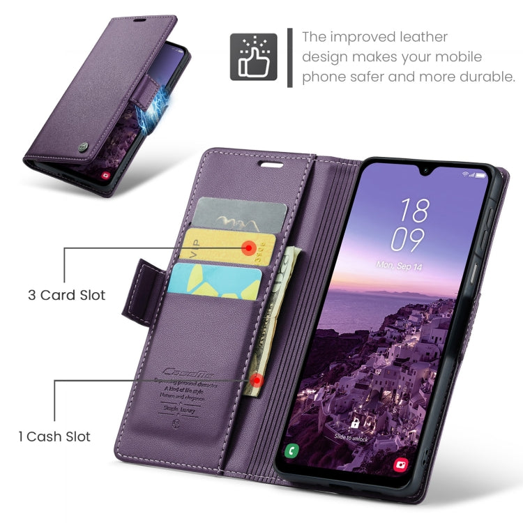 For Samsung Galaxy A26 CaseMe 023 Butterfly Buckle Litchi Texture RFID Anti-theft Leather Phone Case(Purple)