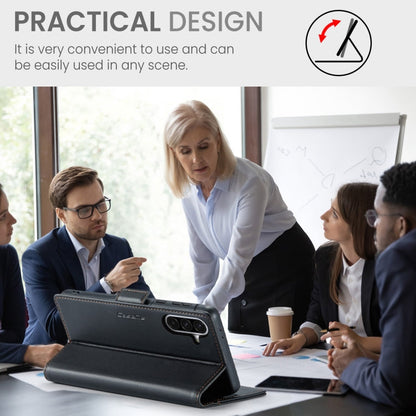 For Samsung Galaxy A36 CaseMe 023 Butterfly Buckle Litchi Texture RFID Anti-theft Leather Phone Case(Black)