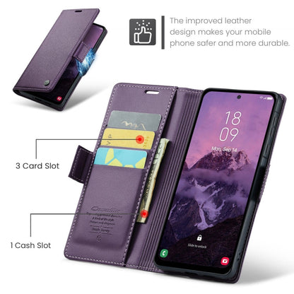 For Samsung Galaxy A36 CaseMe 023 Butterfly Buckle Litchi Texture RFID Anti-theft Leather Phone Case(Purple)
