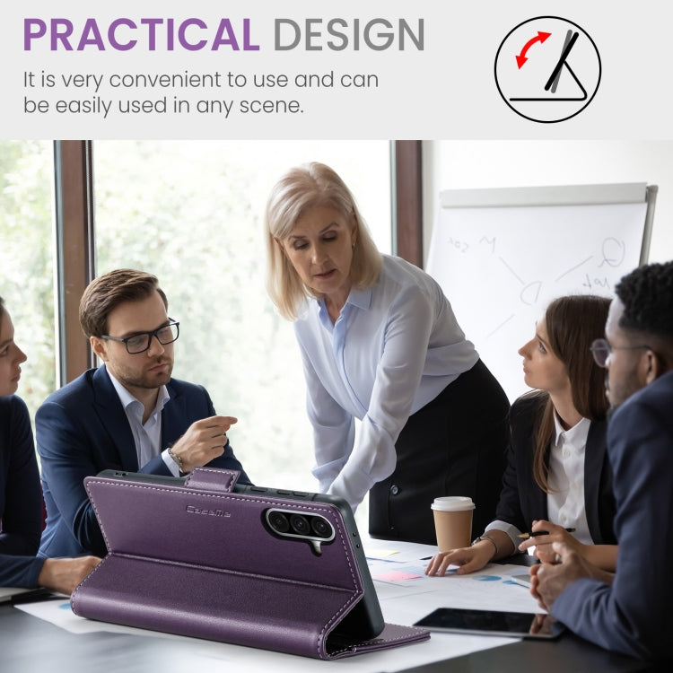 For Samsung Galaxy A36 CaseMe 023 Butterfly Buckle Litchi Texture RFID Anti-theft Leather Phone Case(Purple)