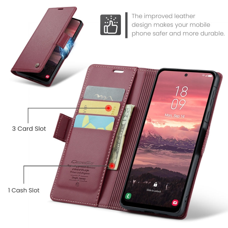 For Galaxy A56 5G CaseMe 023 Butterfly Buckle Litchi Texture RFID Anti-theft Leather Phone Case(Red)