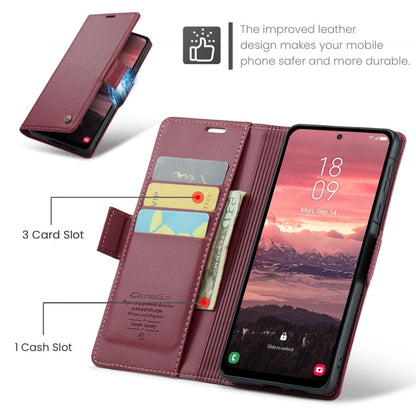 For Galaxy A56 5G CaseMe 023 Butterfly Buckle Litchi Texture RFID Anti-theft Leather Phone Case(Red)