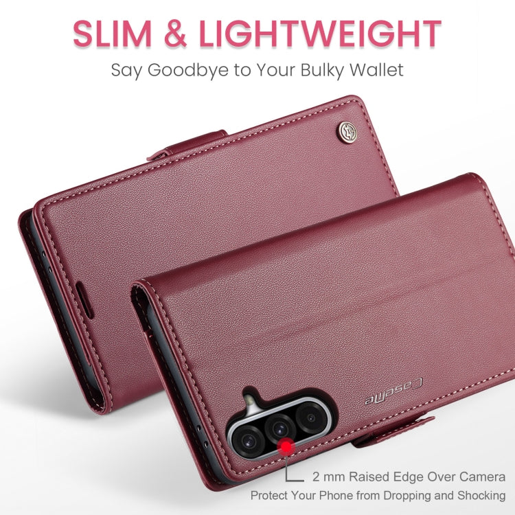 For Galaxy A56 5G CaseMe 023 Butterfly Buckle Litchi Texture RFID Anti-theft Leather Phone Case(Red)