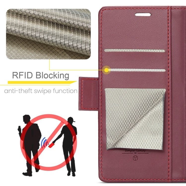 For Galaxy A56 5G CaseMe 023 Butterfly Buckle Litchi Texture RFID Anti-theft Leather Phone Case(Red)