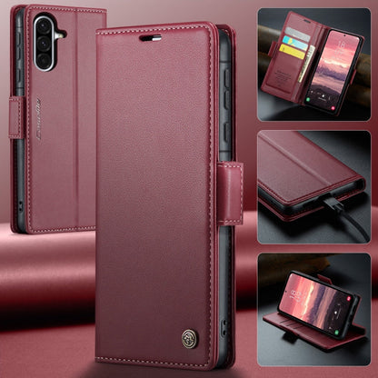 For Galaxy A56 5G CaseMe 023 Butterfly Buckle Litchi Texture RFID Anti-theft Leather Phone Case(Red)