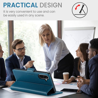 For Samsung Galaxy A56 CaseMe 023 Butterfly Buckle Litchi Texture RFID Anti-theft Leather Phone Case(Blue)