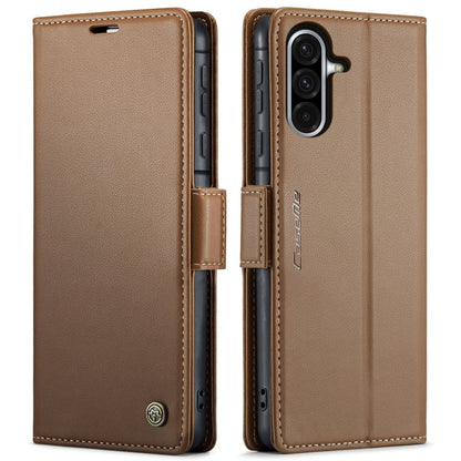 For Galaxy A56 5G CaseMe 023 Butterfly Buckle Litchi Texture RFID Anti-theft Leather Phone Case(Brown)