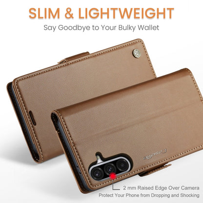 For Galaxy A56 5G CaseMe 023 Butterfly Buckle Litchi Texture RFID Anti-theft Leather Phone Case(Brown)