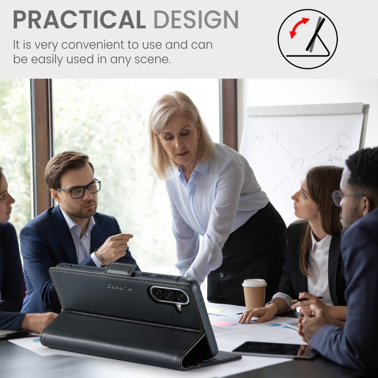 For Samsung Galaxy A56 CaseMe 023 Butterfly Buckle Litchi Texture RFID Anti-theft Leather Phone Case(Black)