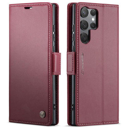 For Samsung Galaxy S25 Ultra 5G CaseMe 023 Butterfly Buckle Litchi Texture RFID Anti-theft Leather Phone Case(Red)
