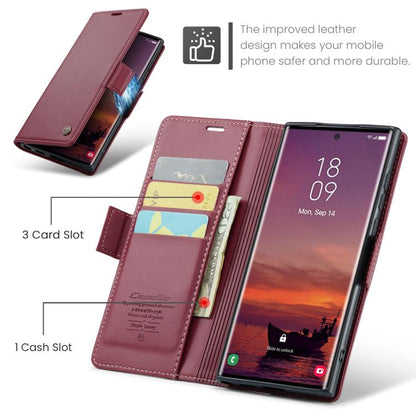 For Samsung Galaxy S25 Ultra 5G CaseMe 023 Butterfly Buckle Litchi Texture RFID Anti-theft Leather Phone Case(Red)