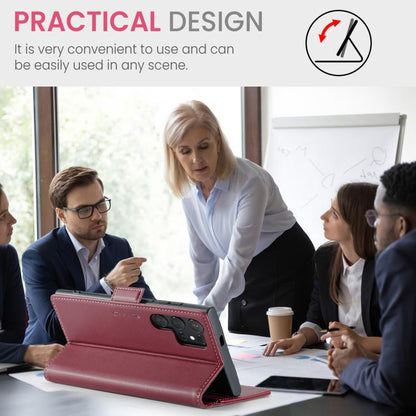 For Samsung Galaxy S25 Ultra 5G CaseMe 023 Butterfly Buckle Litchi Texture RFID Anti-theft Leather Phone Case(Red)