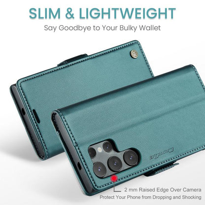 For Samsung Galaxy S25 Ultra 5G CaseMe 023 Butterfly Buckle Litchi Texture RFID Anti-theft Leather Phone Case(Green)