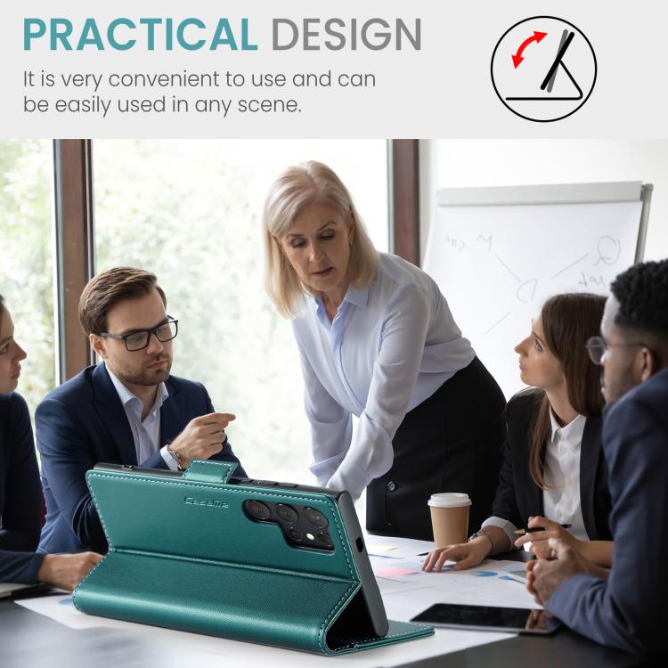 For Samsung Galaxy S25 Ultra 5G CaseMe 023 Butterfly Buckle Litchi Texture RFID Anti-theft Leather Phone Case(Green)