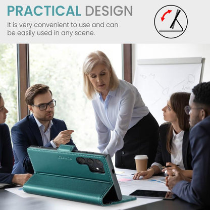 For Samsung Galaxy S25 Ultra 5G CaseMe 023 Butterfly Buckle Litchi Texture RFID Anti-theft Leather Phone Case(Green)