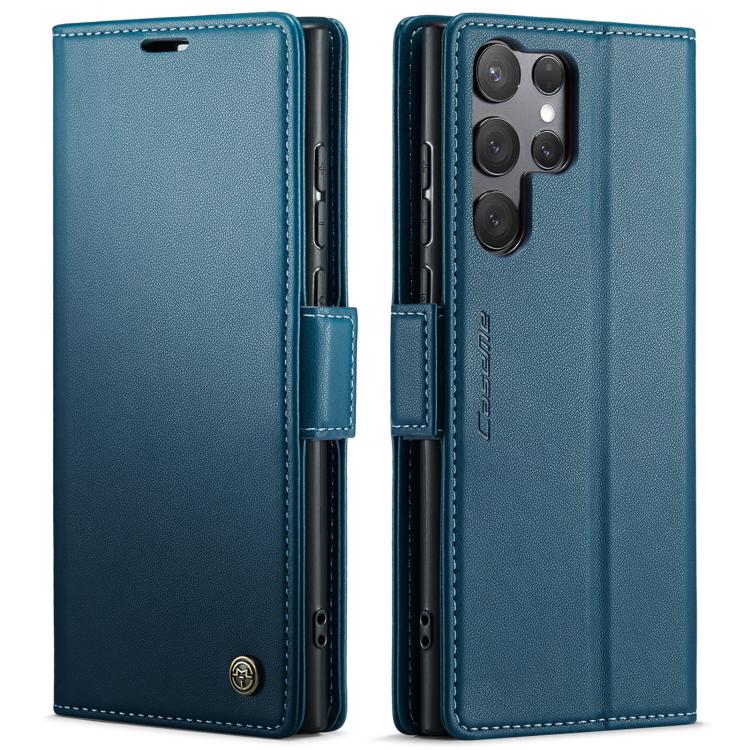For Galaxy S25 Ultra 5G CaseMe 023 Butterfly Buckle Litchi Texture RFID Anti-theft Leather Phone Case(Blue)